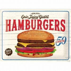 Hamburgers metalen reclamebord relief epic juicy giant