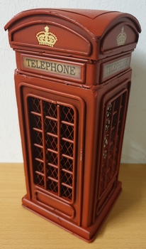 Engelse telefooncel miniatuur spaarpot metalen model