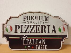 Pizzeria Italian reclamebord metaal quality pizza wandbord relief