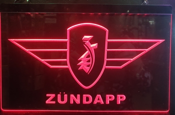 Zundapp logo rode ledlamp verlichting