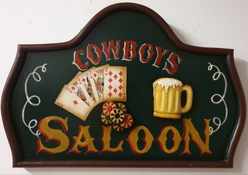 Cowboys saloon houten pubsign kaarten bier