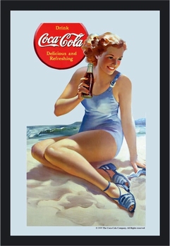 Coca cola pinup spiegel blauw badpak strand