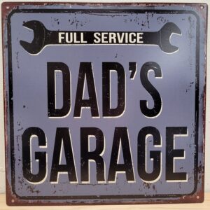 Dads garage vierkant metalen wandbord