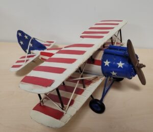 Amerikaanse vliegtuig metalen model rood wit blauw