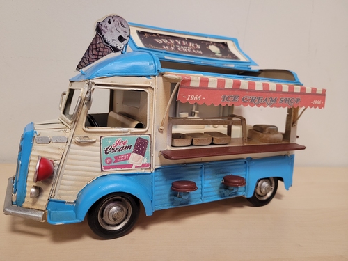 Foodtruck ijs metalen modelauto bus
