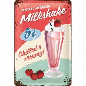 Milkshake chilled reclamebord metaal creamy relief wandbord