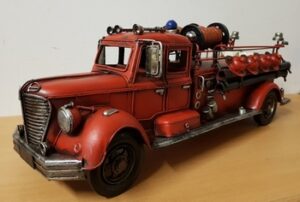 Brandweer auto metalen model Amerikaans helmen