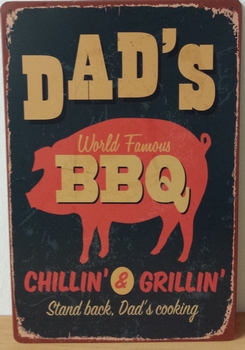Dads bbq metalen reclamebord chillin en grillin wandbord