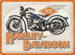 Harley davidson original motorcycles 1935 metalen reclamebord relief
