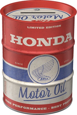 Honda motor metalen spaarpot reclame oil barrel