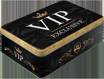VIP exclusive metalen voorraadblik koektrommel zwart