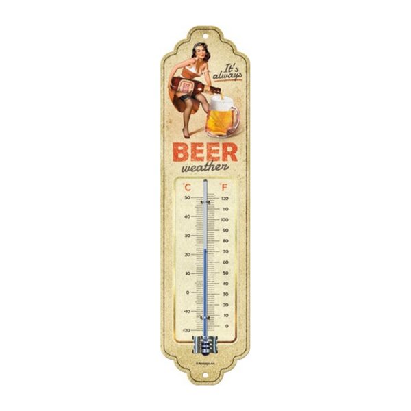 Na80353 Bier weer thermometer metaal 28x6.5cm