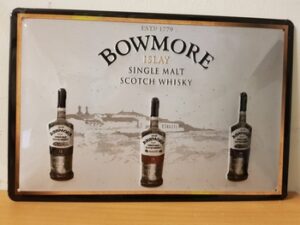 Bowmore single malt whisky reclamebord