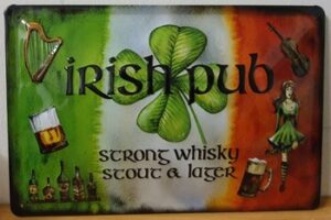 Irish pub whisky bord
