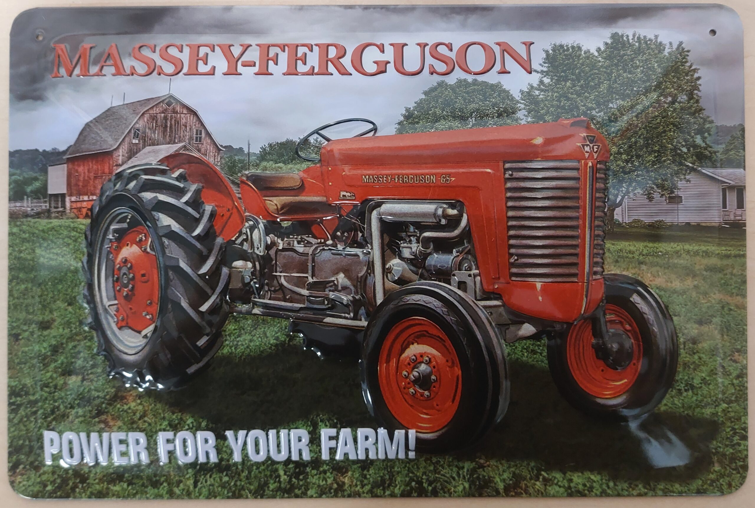 Massey Ferguson 65 tractor power your farm metalen reclamebord relief