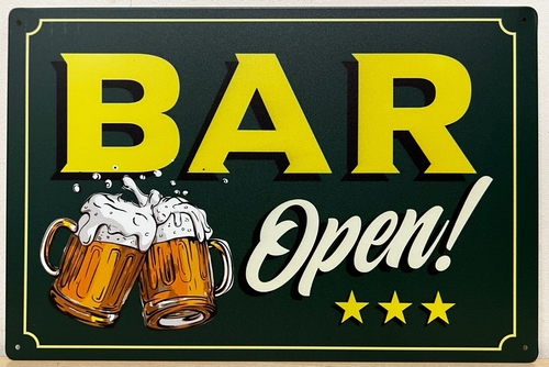 Bar Open metalen reclamebord