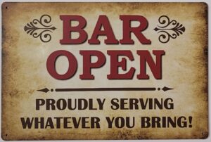 Bar open proudly bord