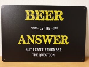 Beer answere metalen tekstbord