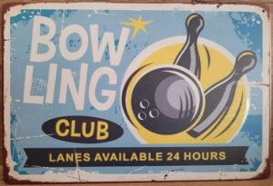 Bowling bowlen metalen reclamebord