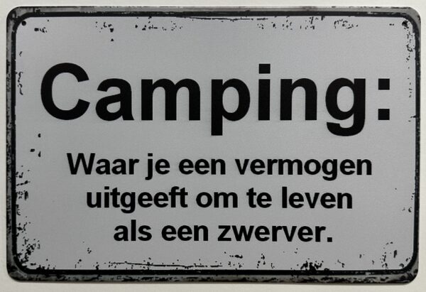 Camping vermogen uitgeeft zwerver