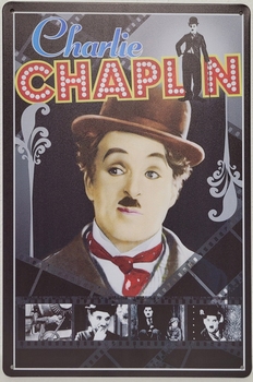Charly Chaplin kleur wandbord