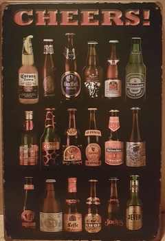 Cheers bier flessen wandbord