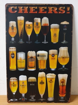 Cheers bier glazen wandbord