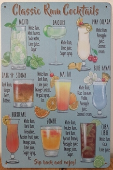 Classic Rum Cocktails reclamebord