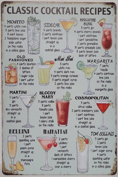 Classic cocktails recepten reclamebord