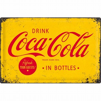 Coca cola geel wandbord