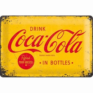 Coca cola logogeel wandbord