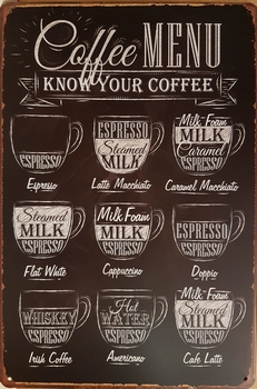 Coffee menu zwart wit