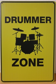 Drummer Zone geel reclamebord