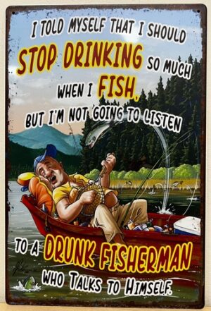 Drunken Fisherman vissen reclamebord