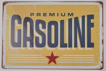Gasoline premium geel reclamebord