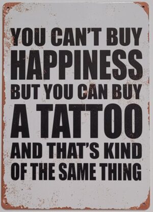 Happiness A tattoo reclamebord