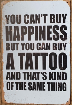 Happiness A tattoo reclamebord