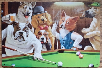 Honden spelen Pool biljart