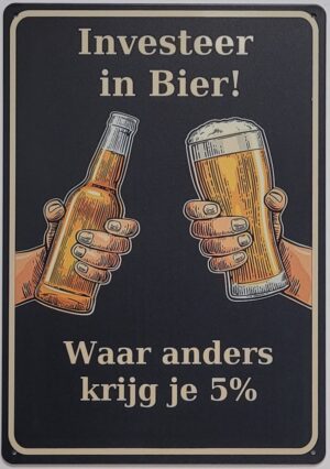 Investeer Bier Reclamebord metaal