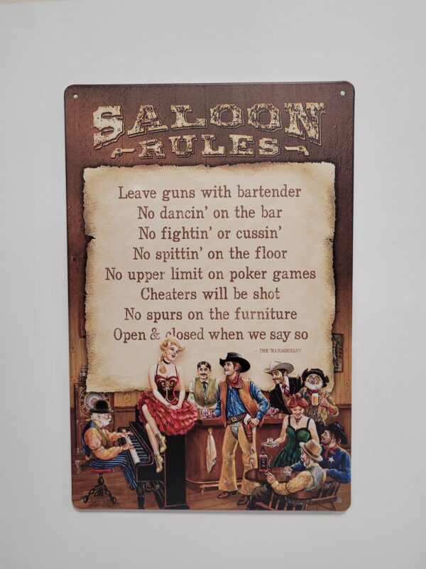 Saloon rules regels wandbord - Afbeelding 2