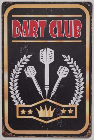 Dart club reclamebord van metaal 30x20