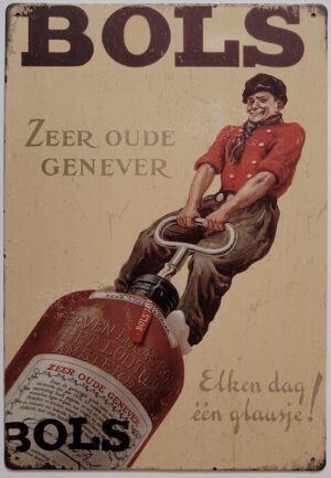 Bols jenever elke dag 1 glaasje reclamebord metaal