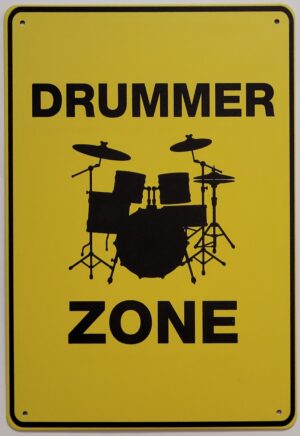 Drummer Zone geel reclamebord metaal