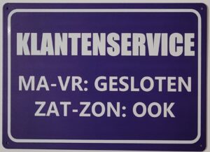 Klantenservice Gesloten Reclamebord metaal