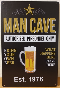 Man Cave 1976 reclamebord