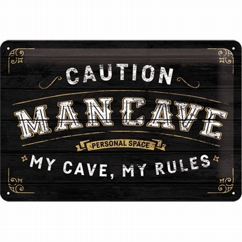 Man Cave caution wandbord