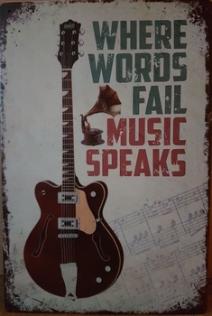 Music speaks gitaar wandbord