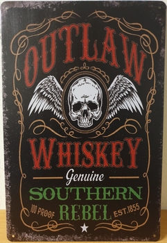 Outlaw Whiskey Reclamebord metaal