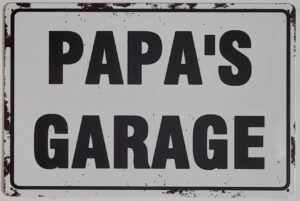 Papa's Garage reclamebord metaal