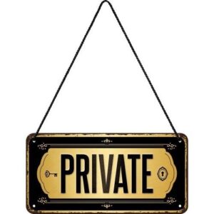 Private hanging sign metaal